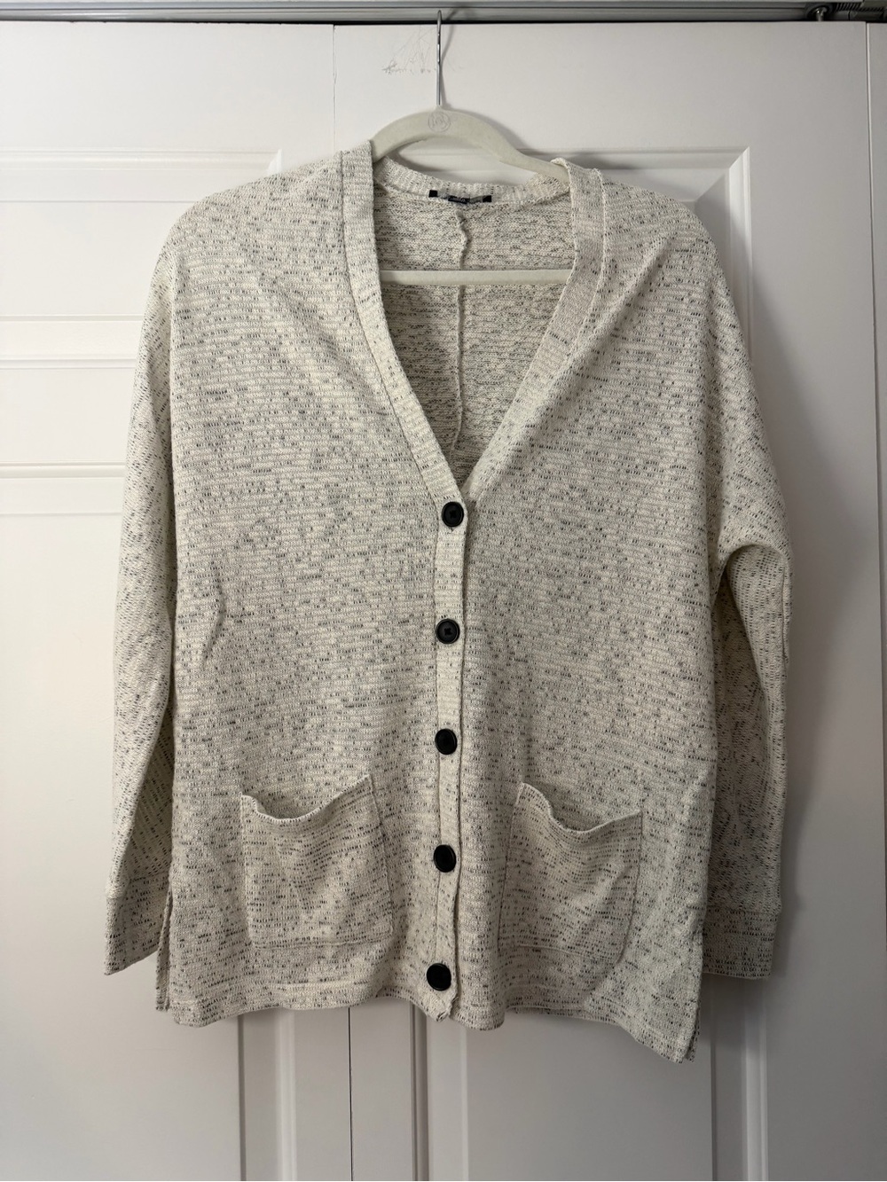 American Eagle Outfitters Soft Ivory Marled Button Cardigan